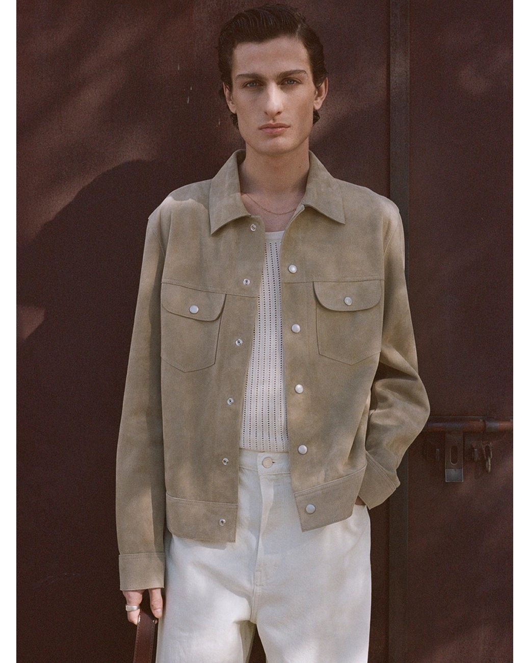 FRAME Natural Suede Trucker Jacket for men
