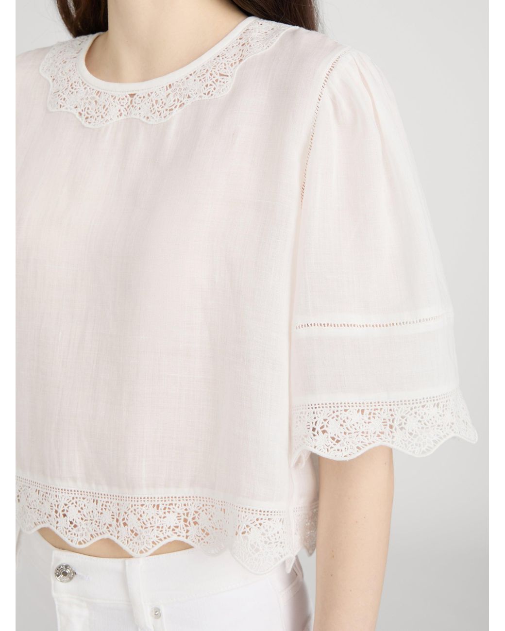 FRAME White The Embroidered Top