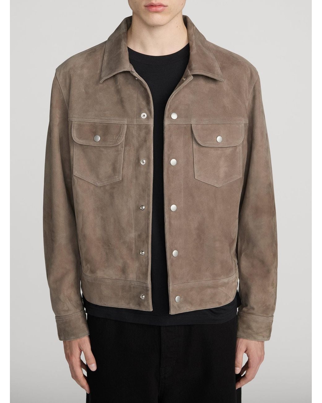 FRAME Brown Suede Trucker Jacket for men