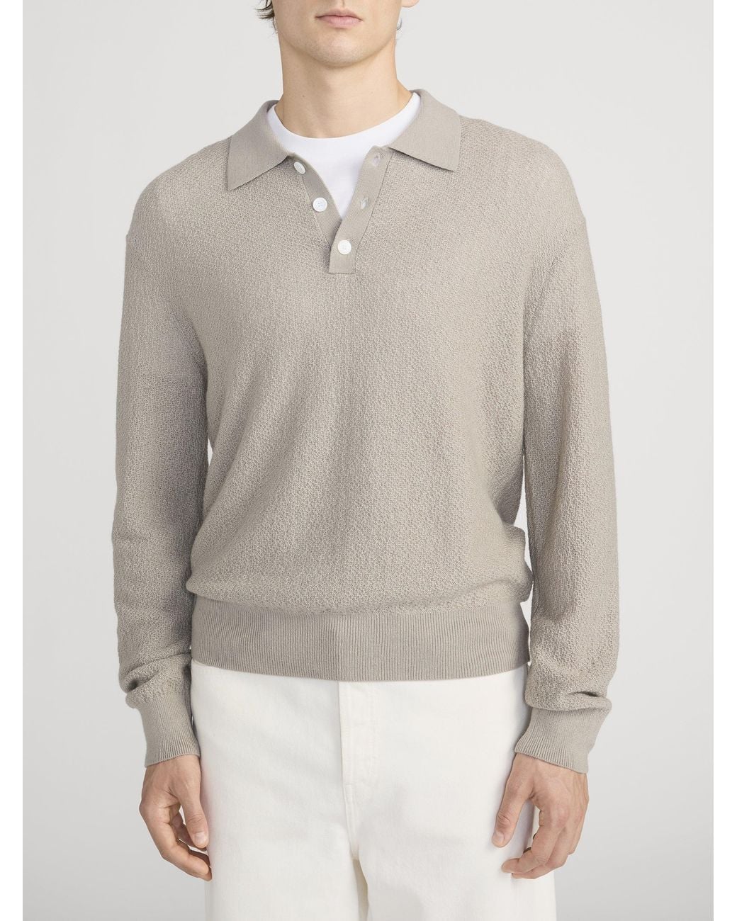 FRAME Natural Long Sleeve Polo Sweater