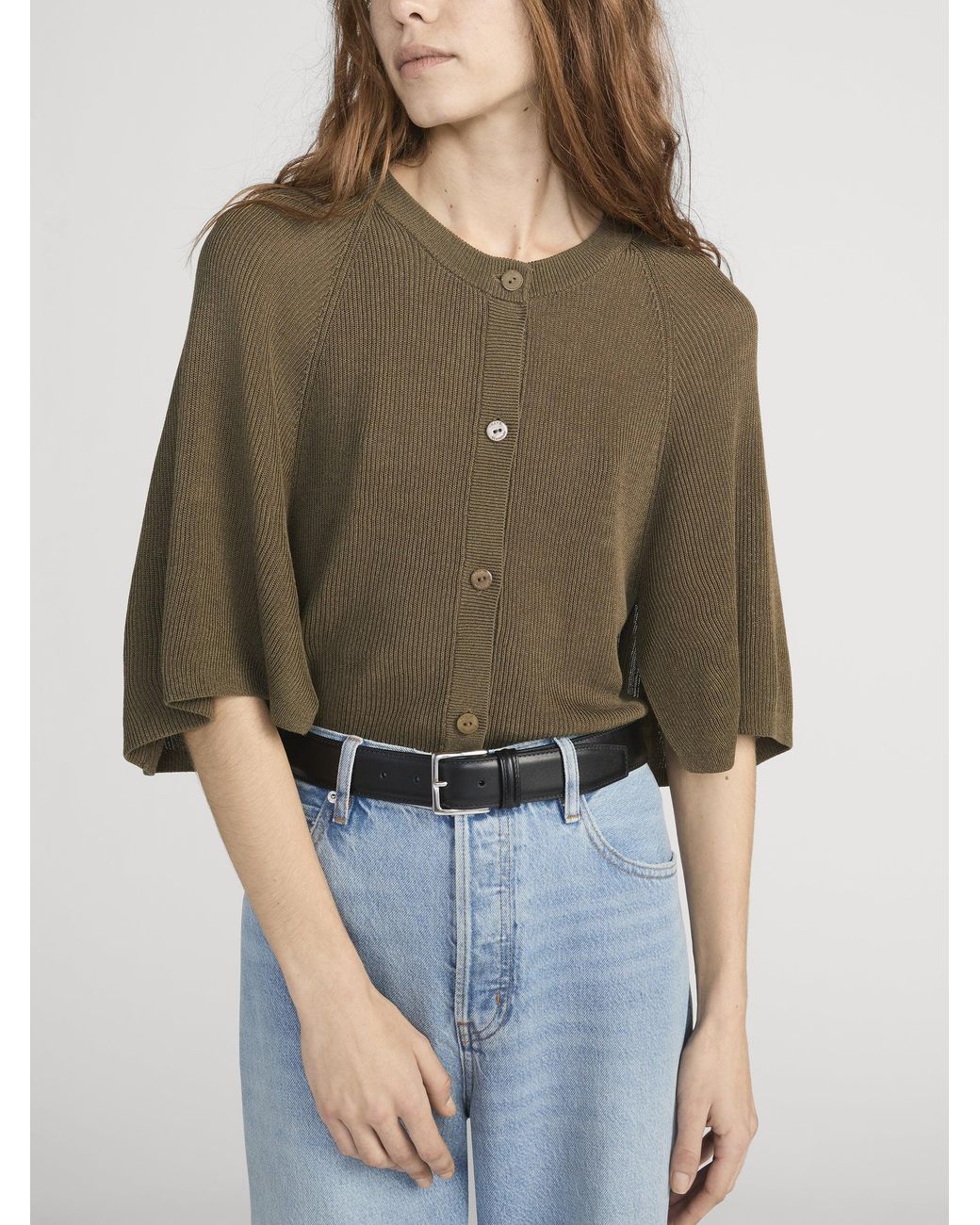FRAME Green The Flounce Sweater