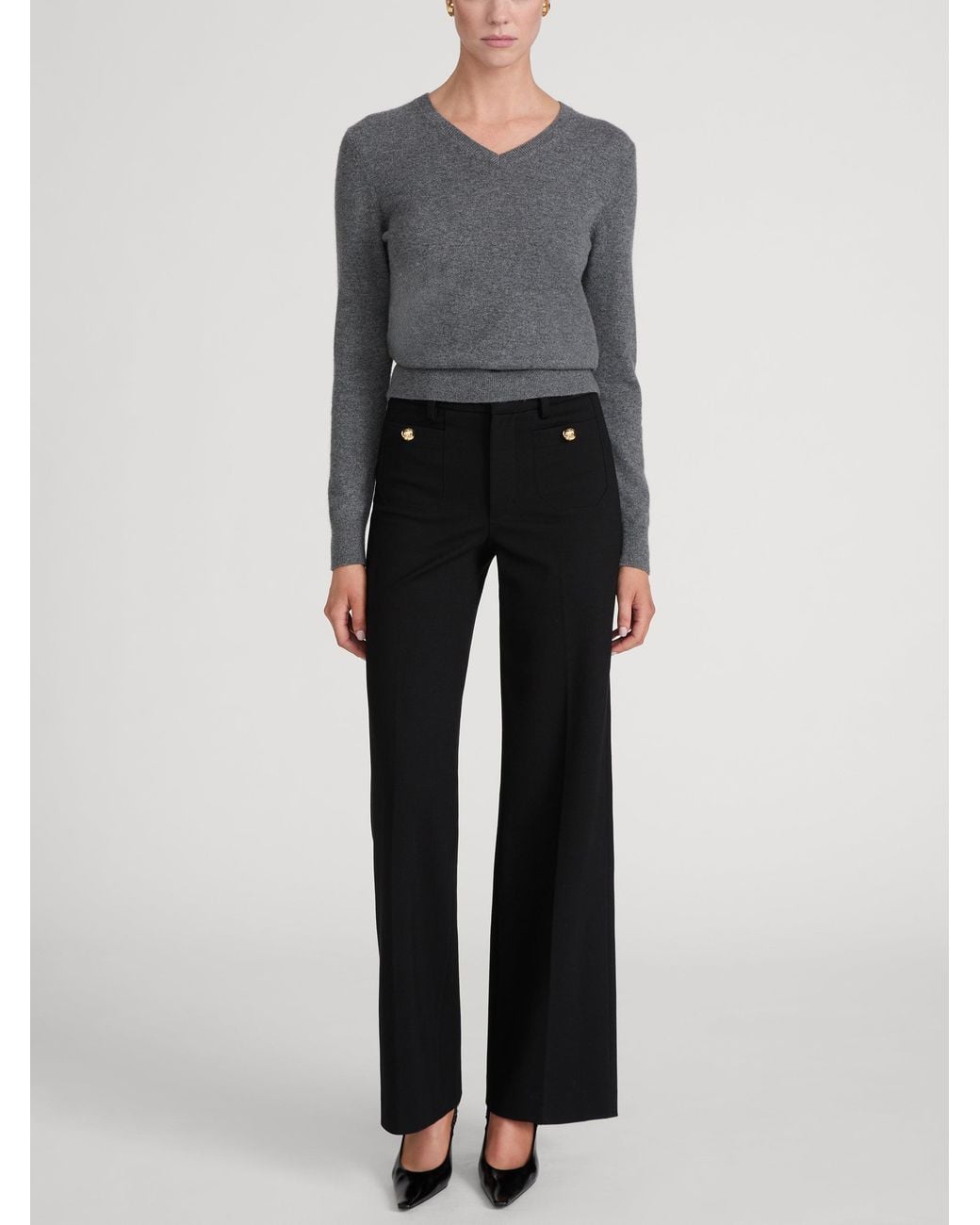 FRAME Black The Slim Palazzo Trouser