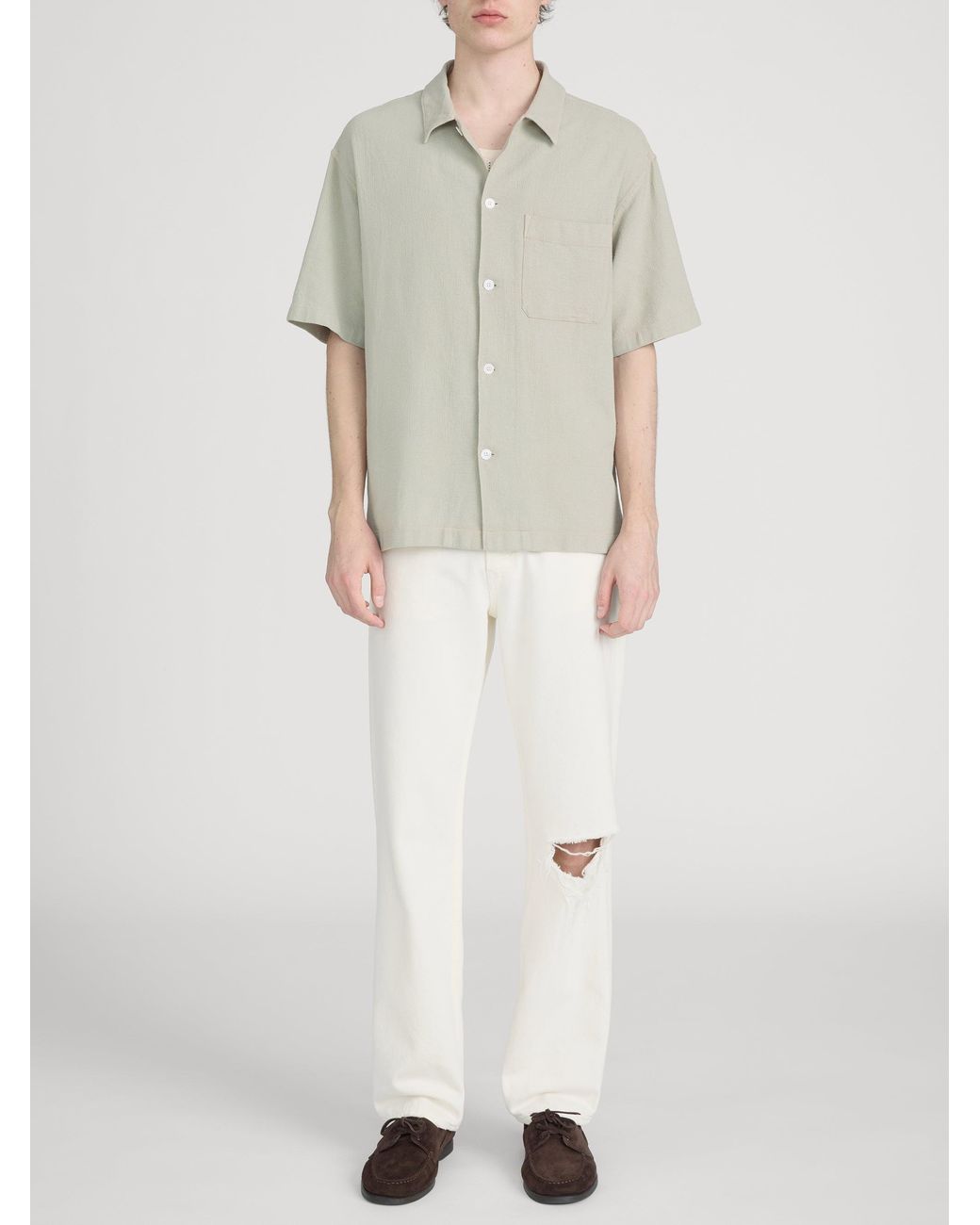 FRAME Green Textured S/s Shirt for men