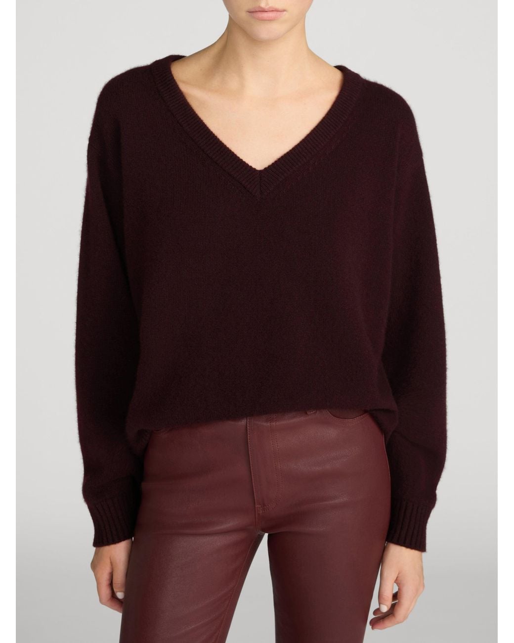 FRAME Red The Cashmere Relaxed V Sweater