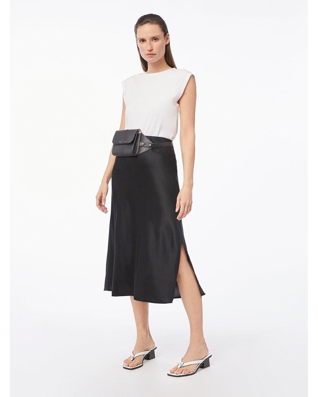 black silk bias skirt