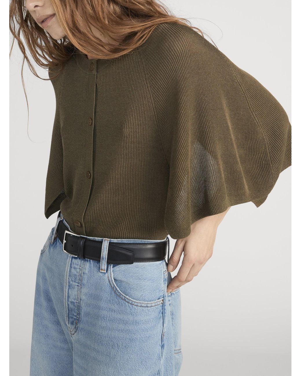 FRAME Green The Flounce Sweater