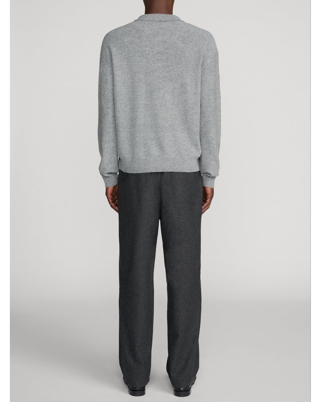 FRAME Gray Boiled Wool Polo Sweater for men