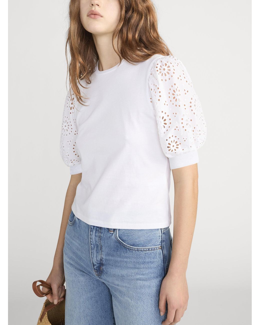FRAME White The Solstice Eyelet Tee