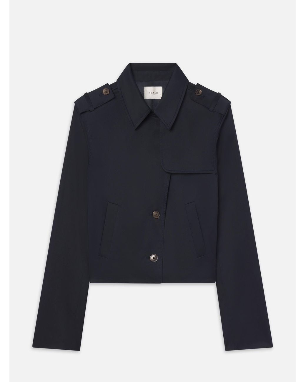 FRAME Blue The Short Trench Jacket