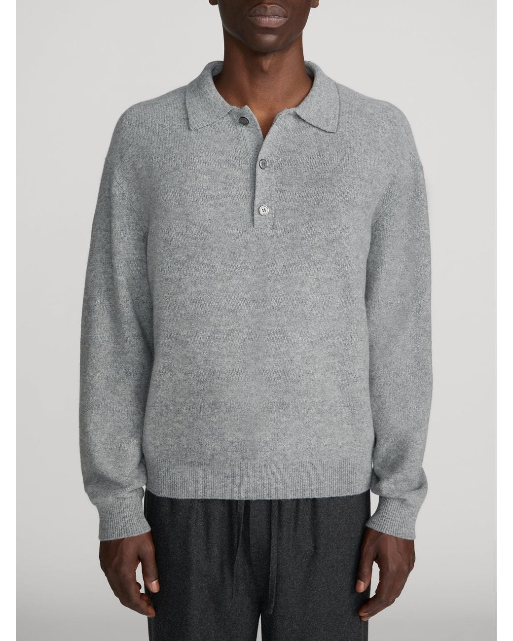 FRAME Gray Boiled Wool Polo Sweater for men