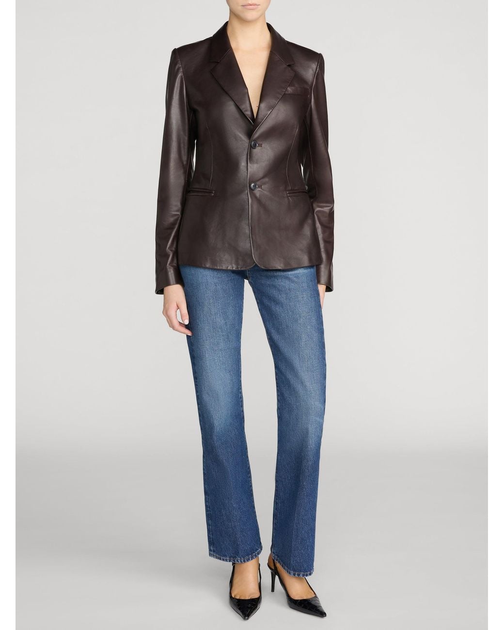 FRAME Black The Femme Leather Blazer