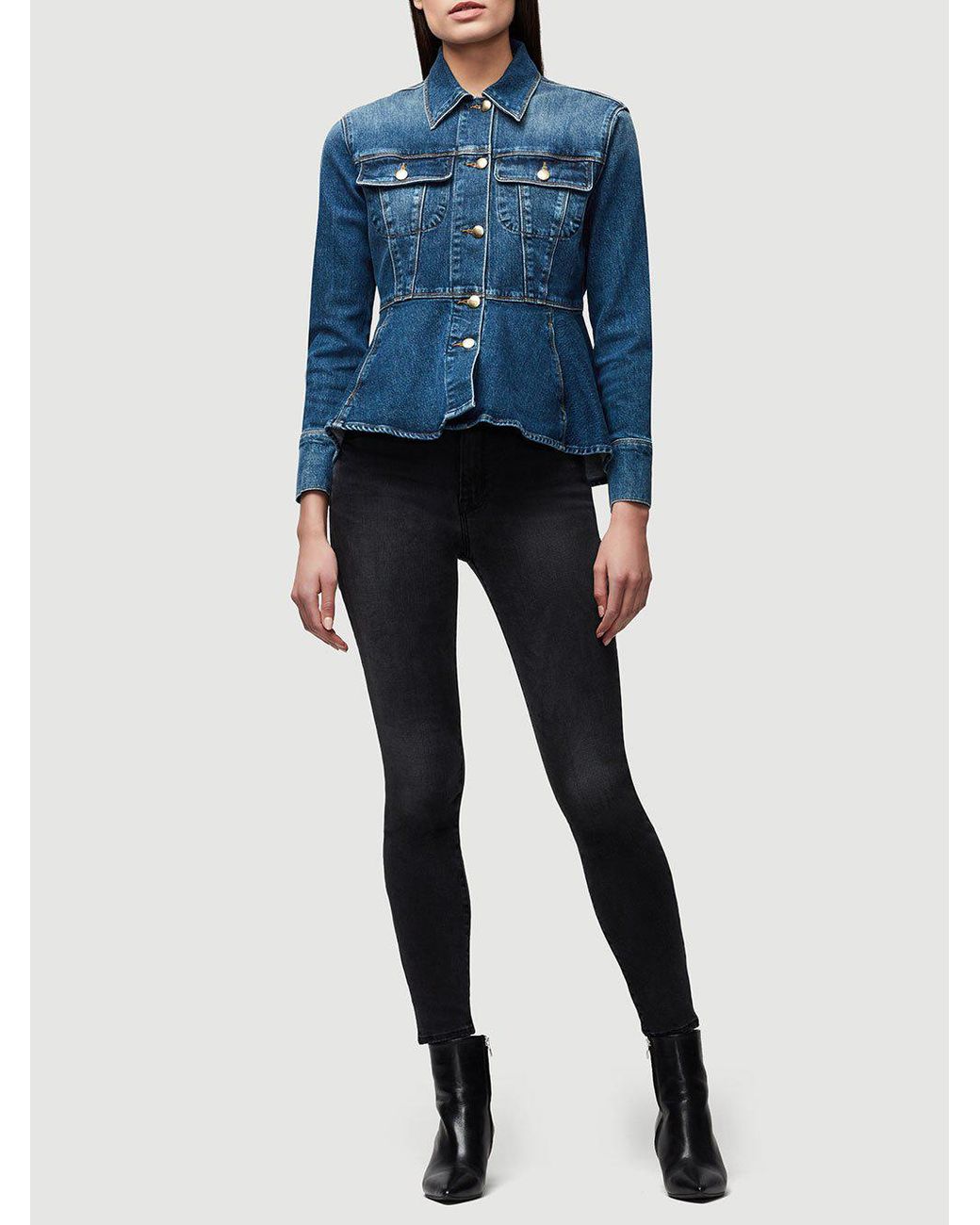 FRAME Denim Flounce Jacket in Blue | Lyst