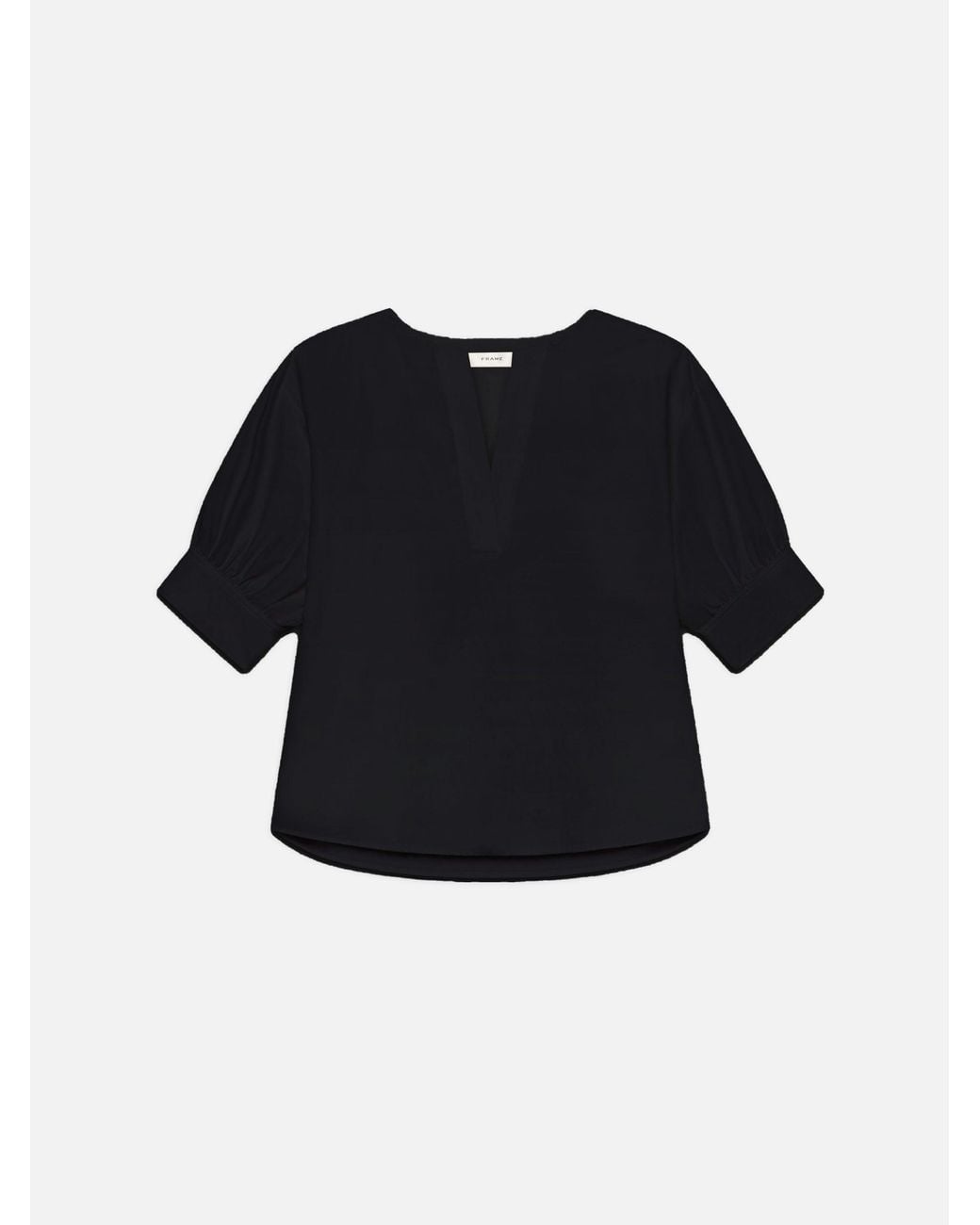 FRAME Black V-neck Popover Top