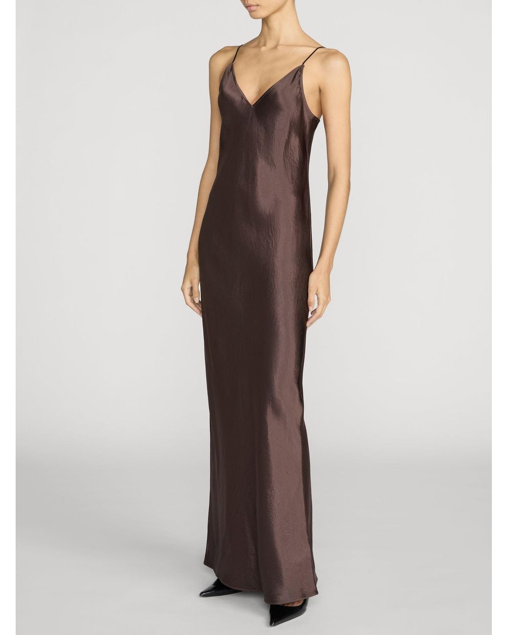 FRAME Brown The Textured Satin Dress
