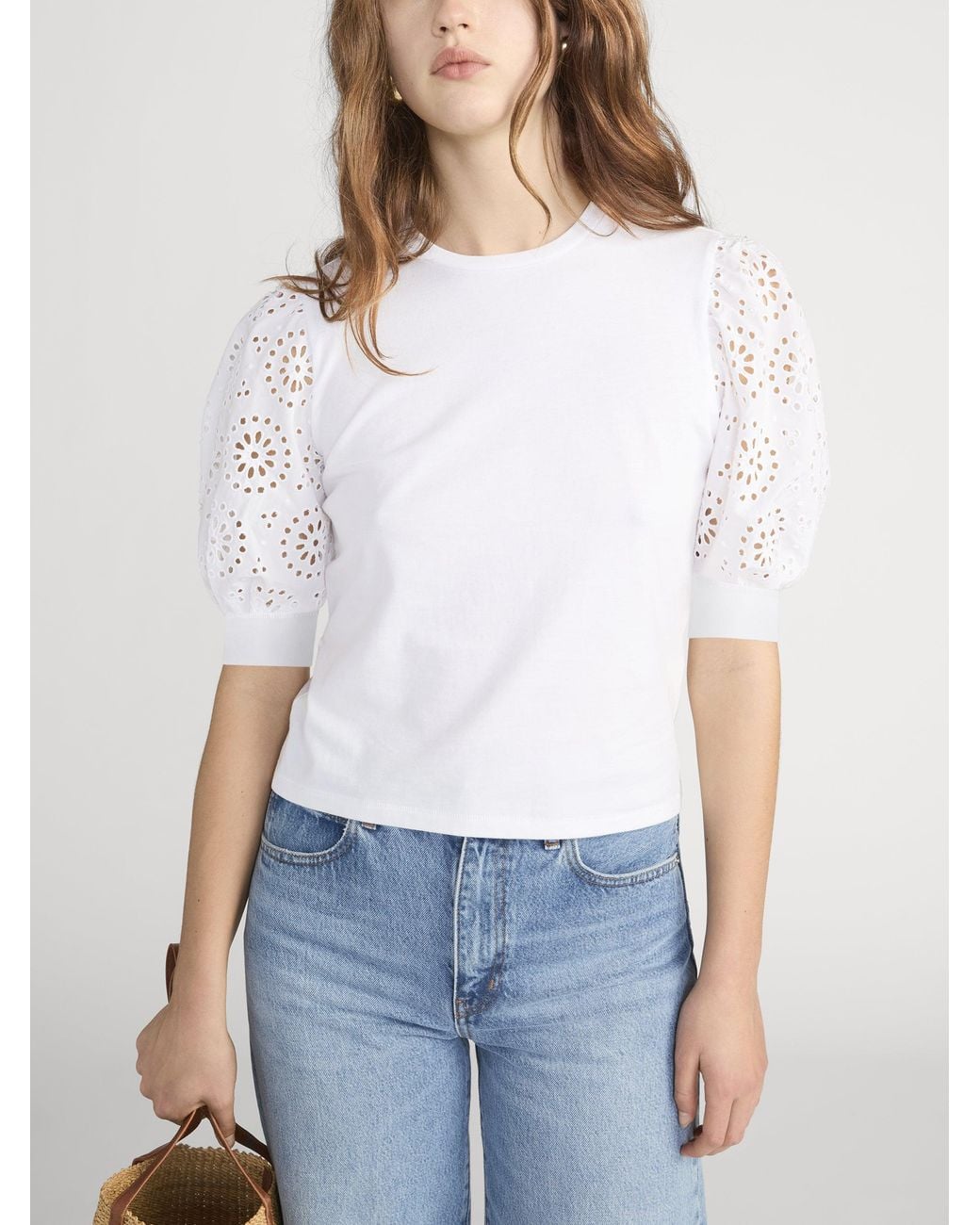 FRAME White The Solstice Eyelet Tee