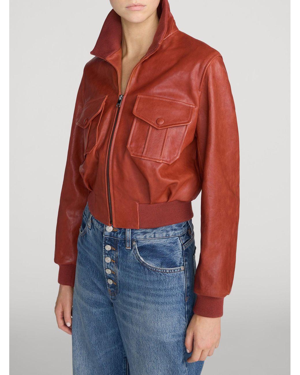 FRAME Red The Leather Ace Jacket