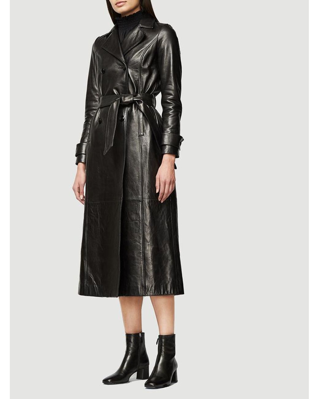 FRAME Leather Trench in Black | Lyst