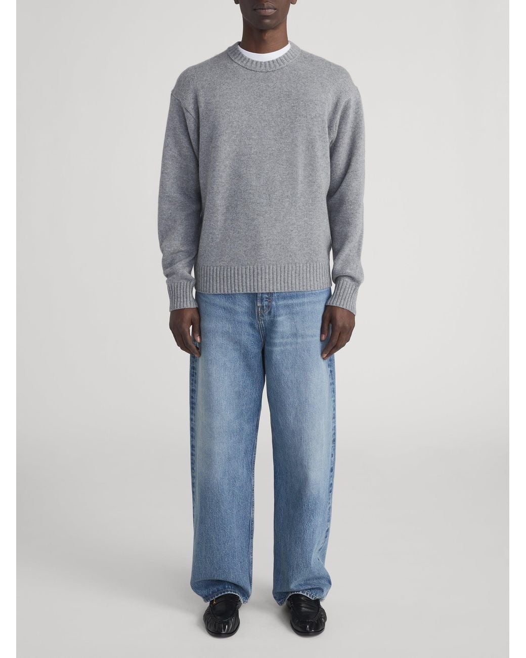 FRAME Gray Cashmere Crewneck Sweater for men