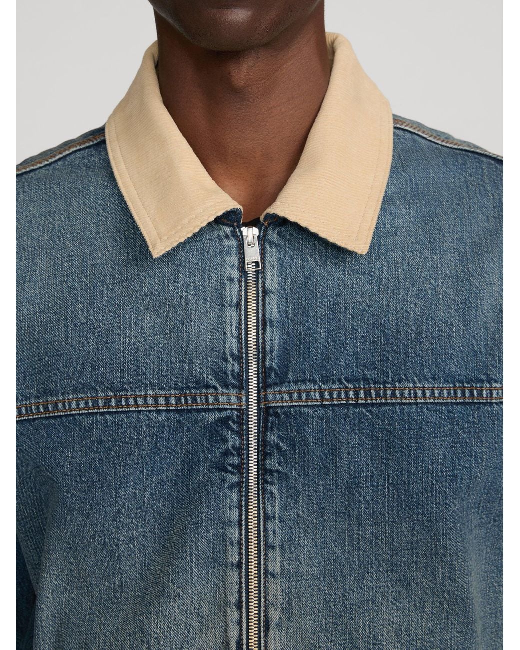 FRAME Blue Denim Zip Trucker for men