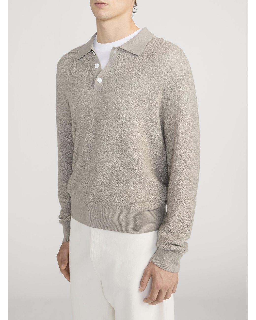FRAME Natural Long Sleeve Polo Sweater