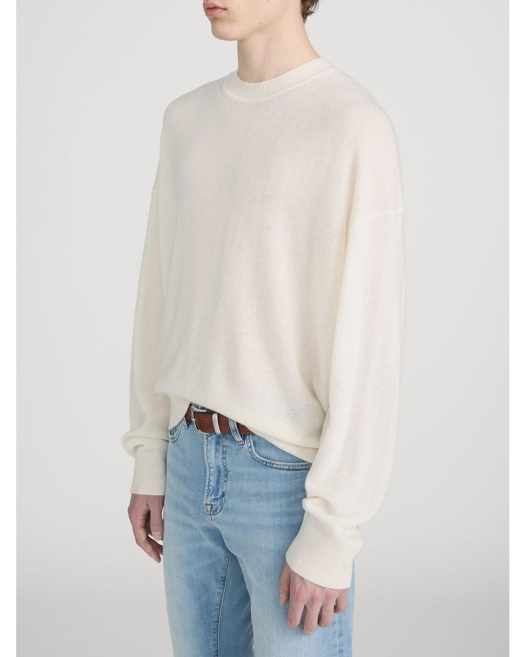 FRAME White Lightweight Cashmere Blend Sweater for men