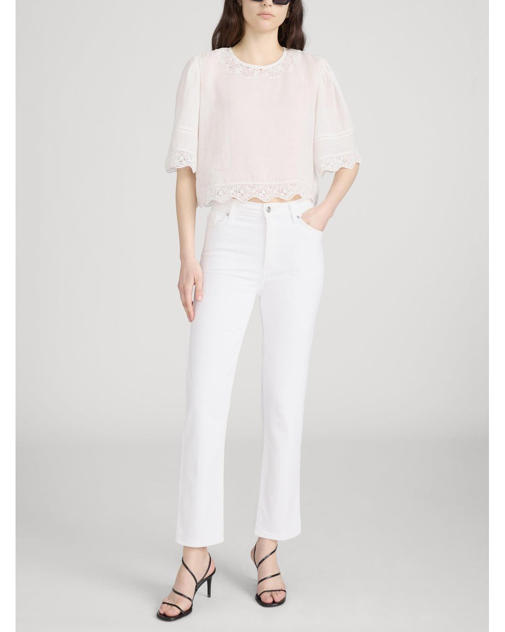 FRAME White The Embroidered Top
