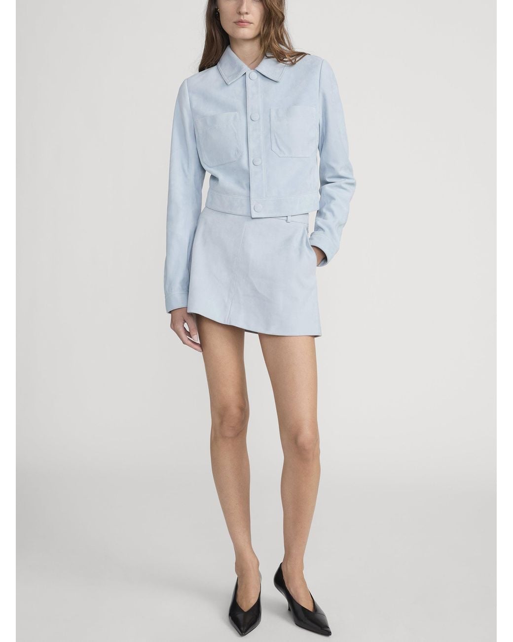 FRAME White The Suede Mini Skirt