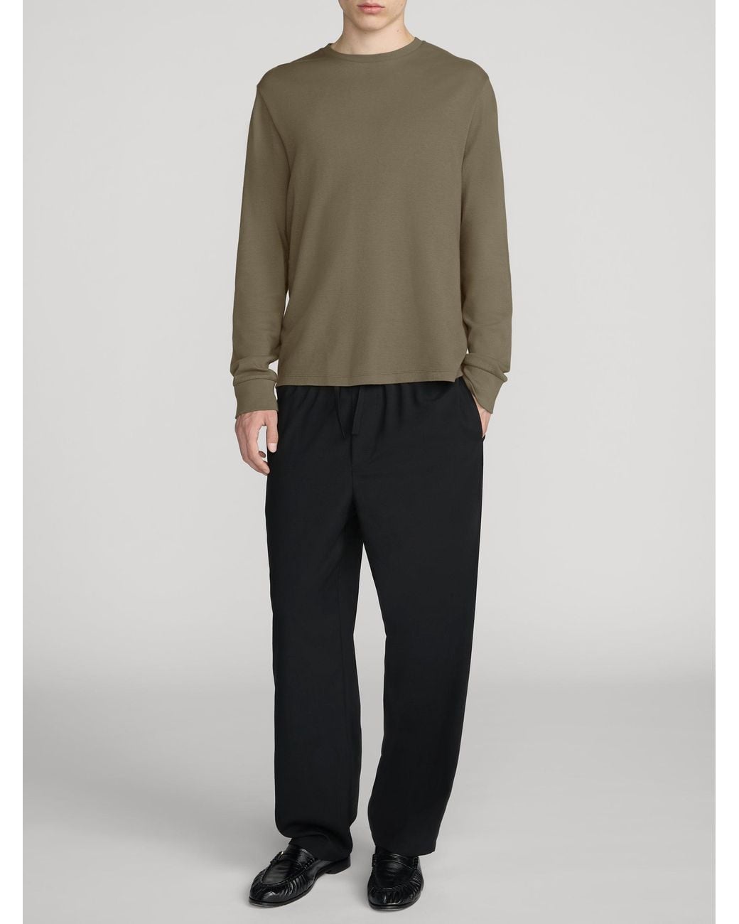 FRAME Green Duo Fold Long Sleeve Tee for men