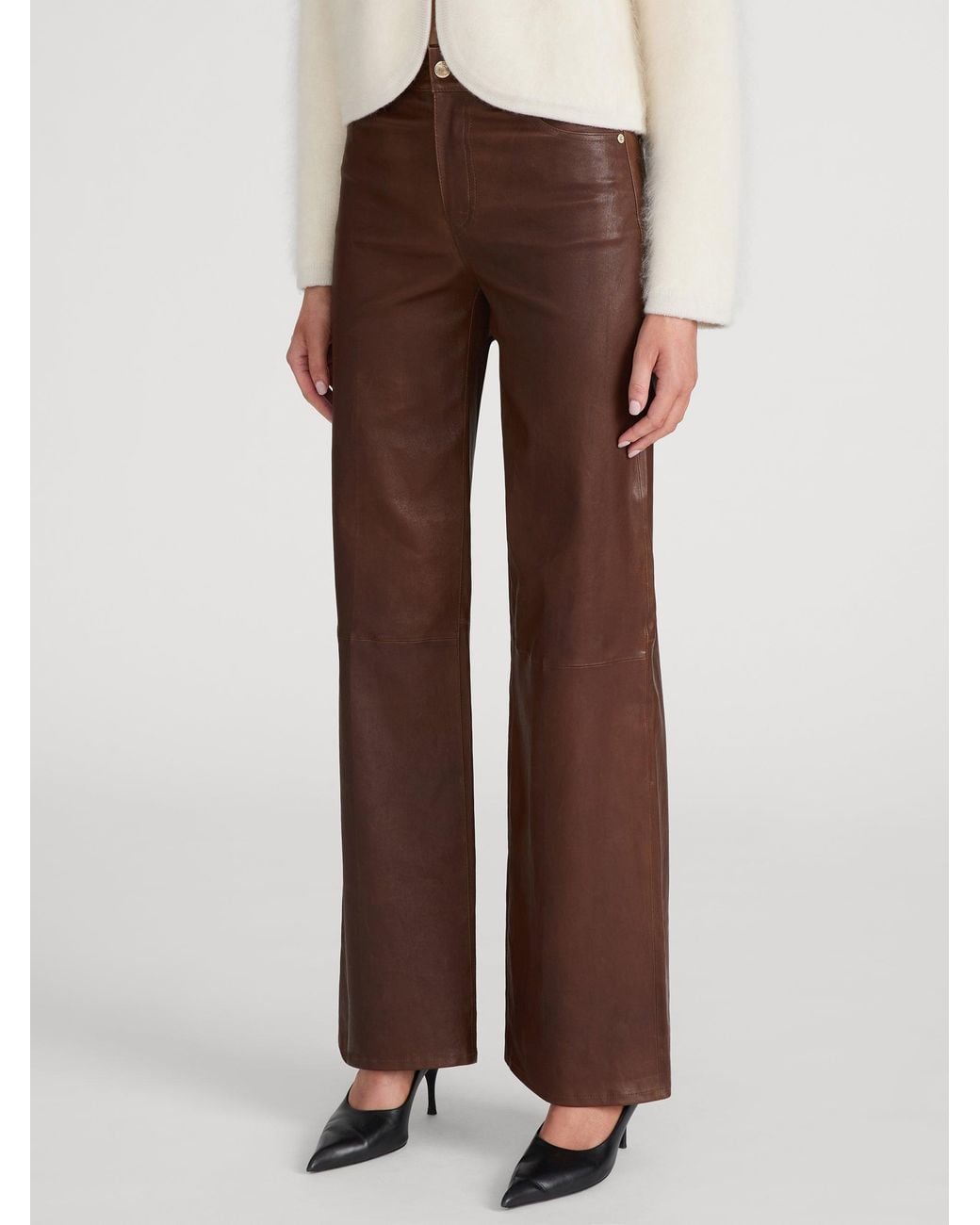 FRAME Brown Le Slim Palazzo Leather