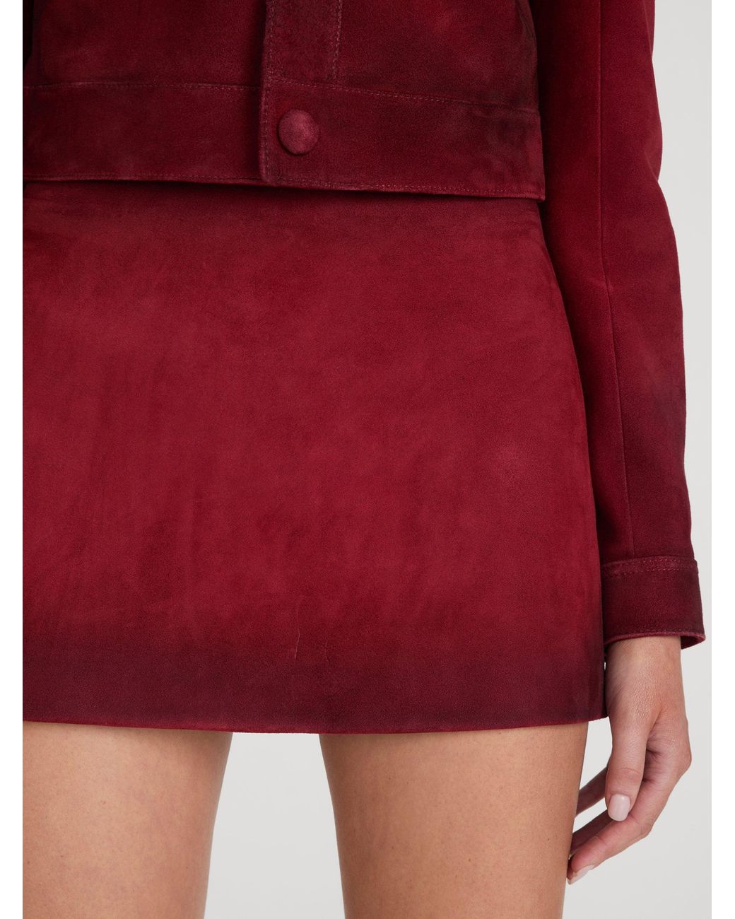 FRAME Red The Suede Mini Skirt