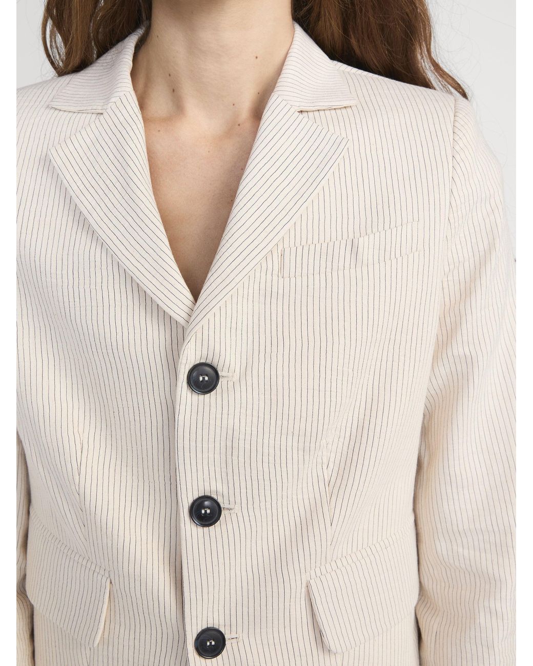 FRAME Natural The Striped Smart Blazer