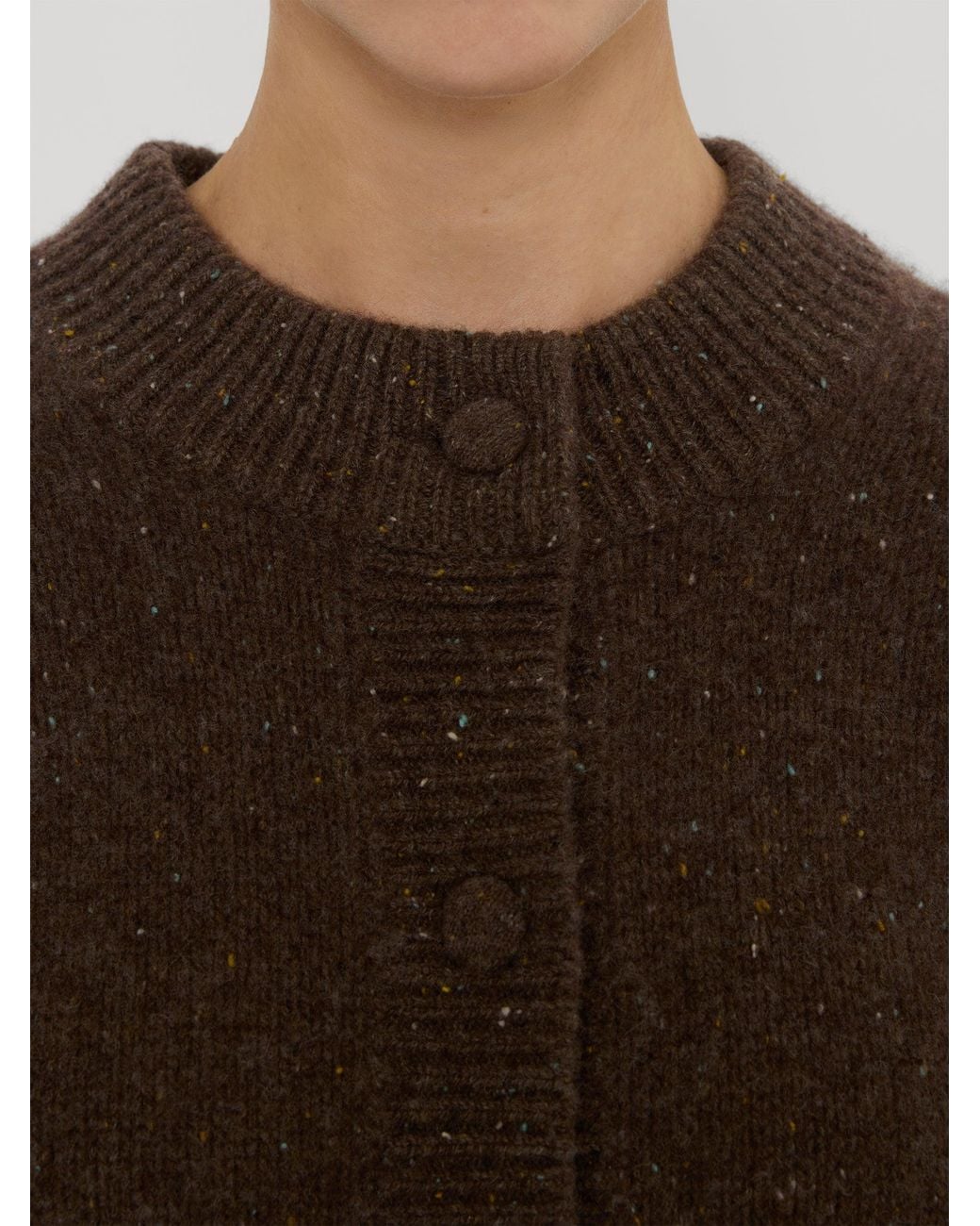 FRAME Brown The Cashmere Fleck Cardi