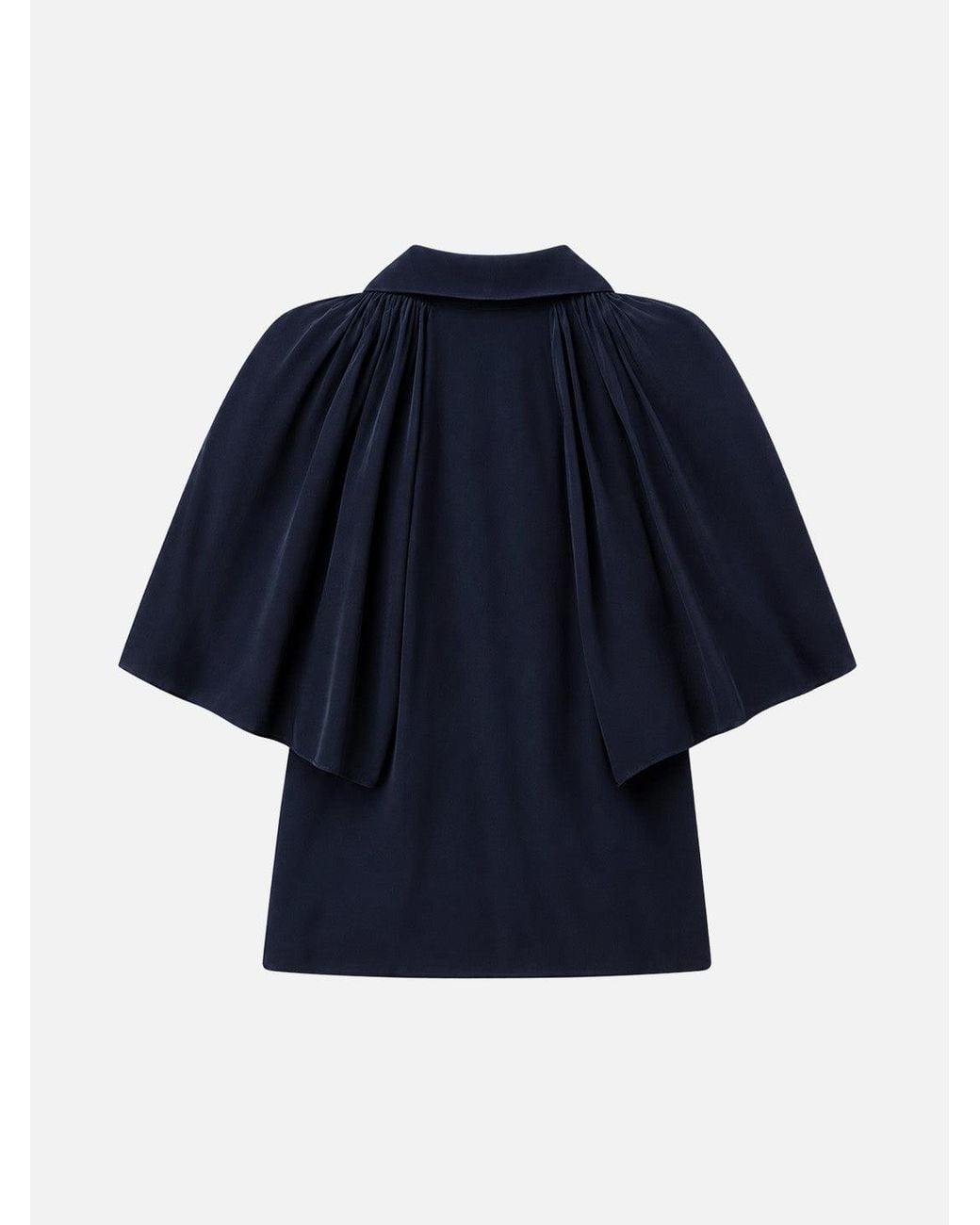 FRAME Blue The Short Sleeve Silk Gala Shirt