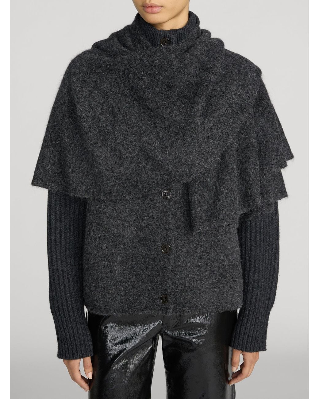 FRAME Black The Wrap Cape Coat