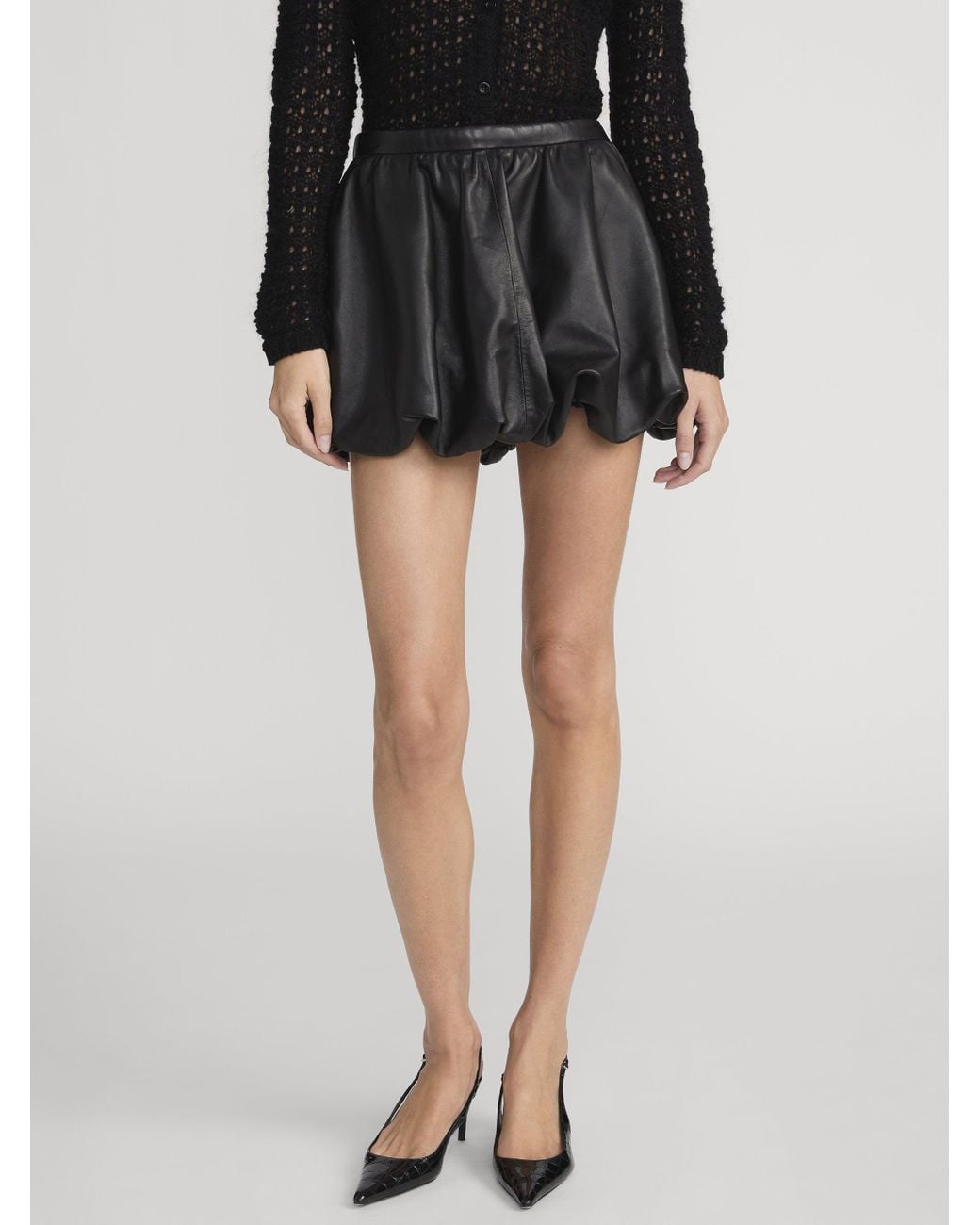 FRAME Black The Leather Bubble Skirt