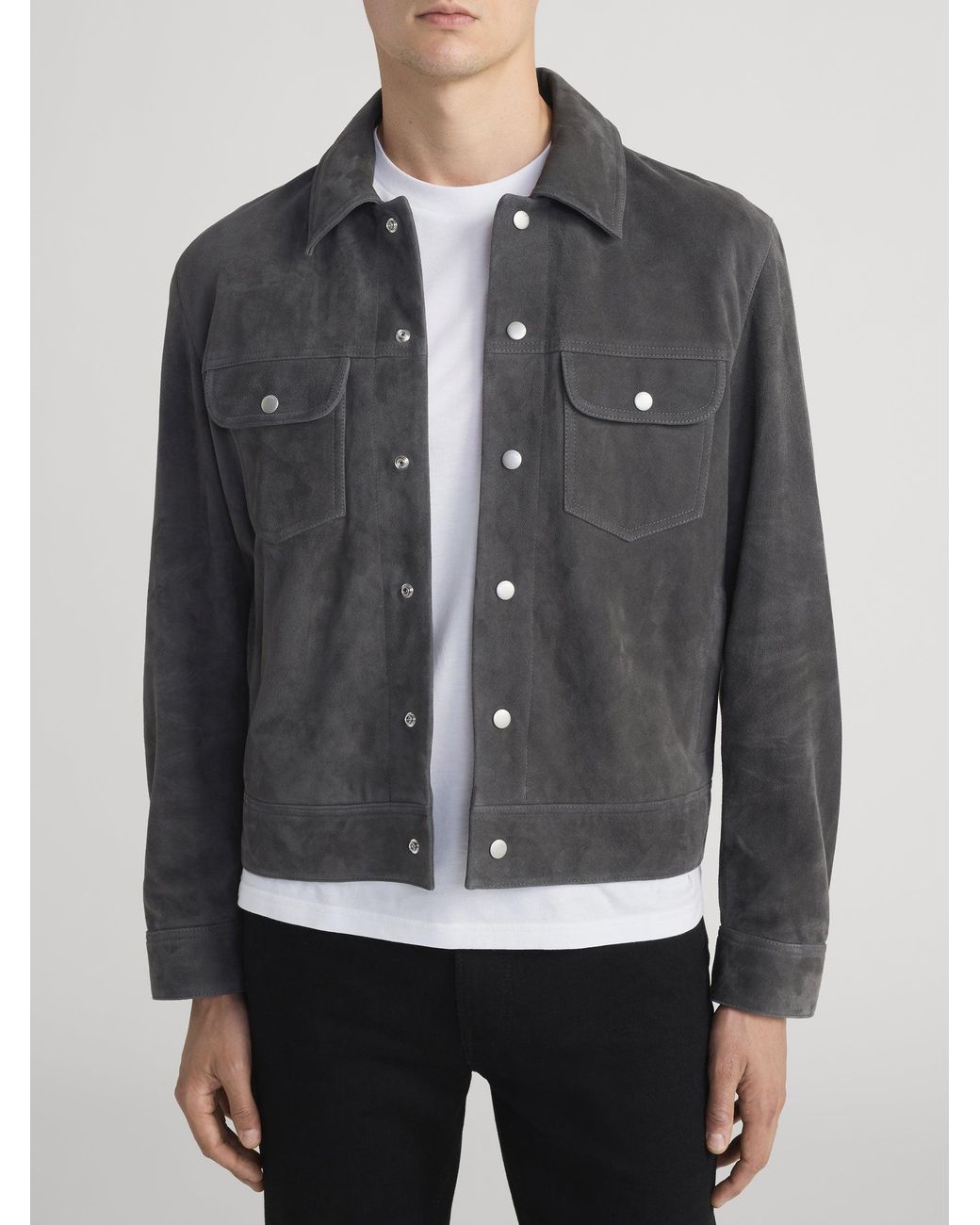FRAME Black Suede Trucker Jacket for men