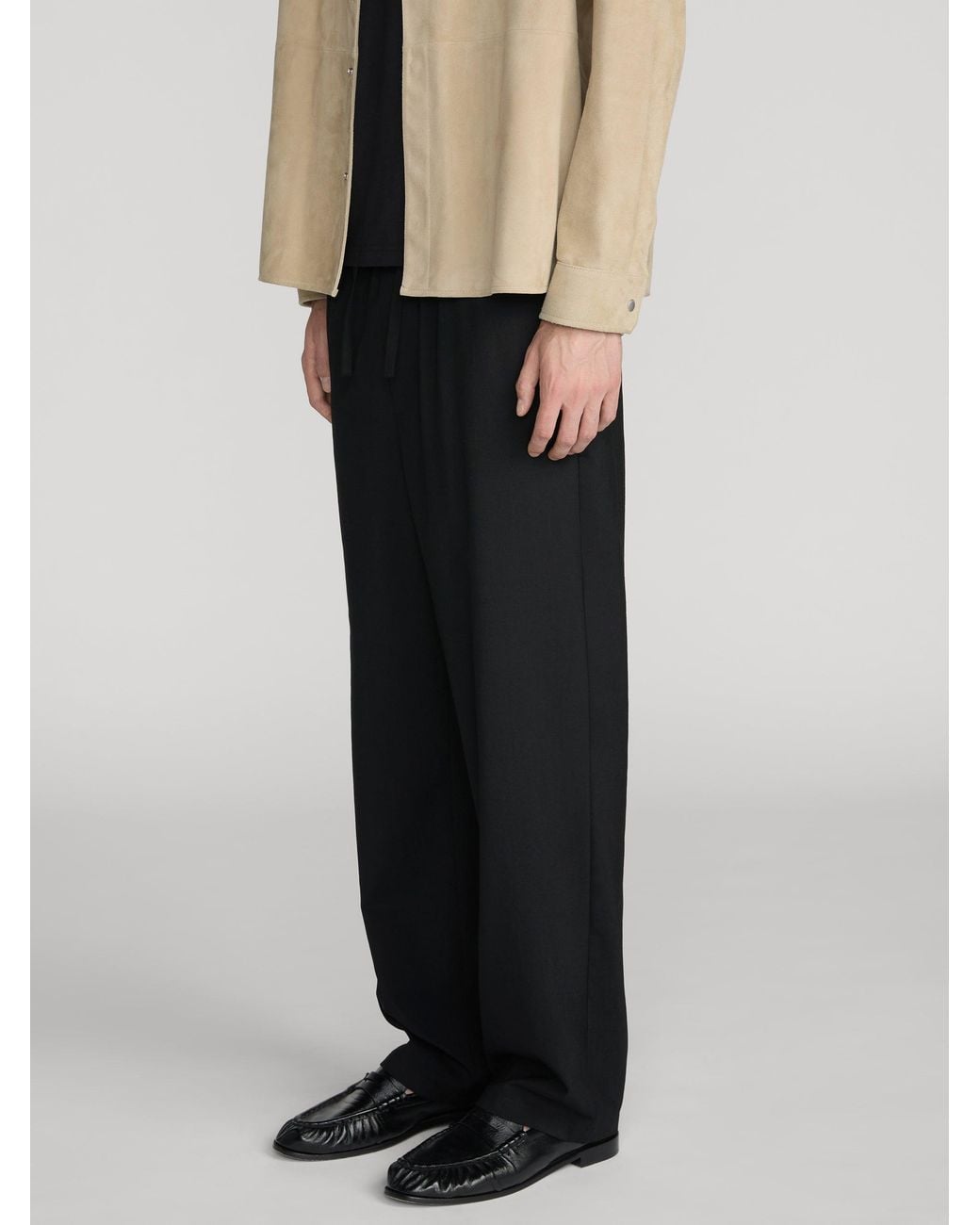 FRAME Black Wool Easy Trousers for men