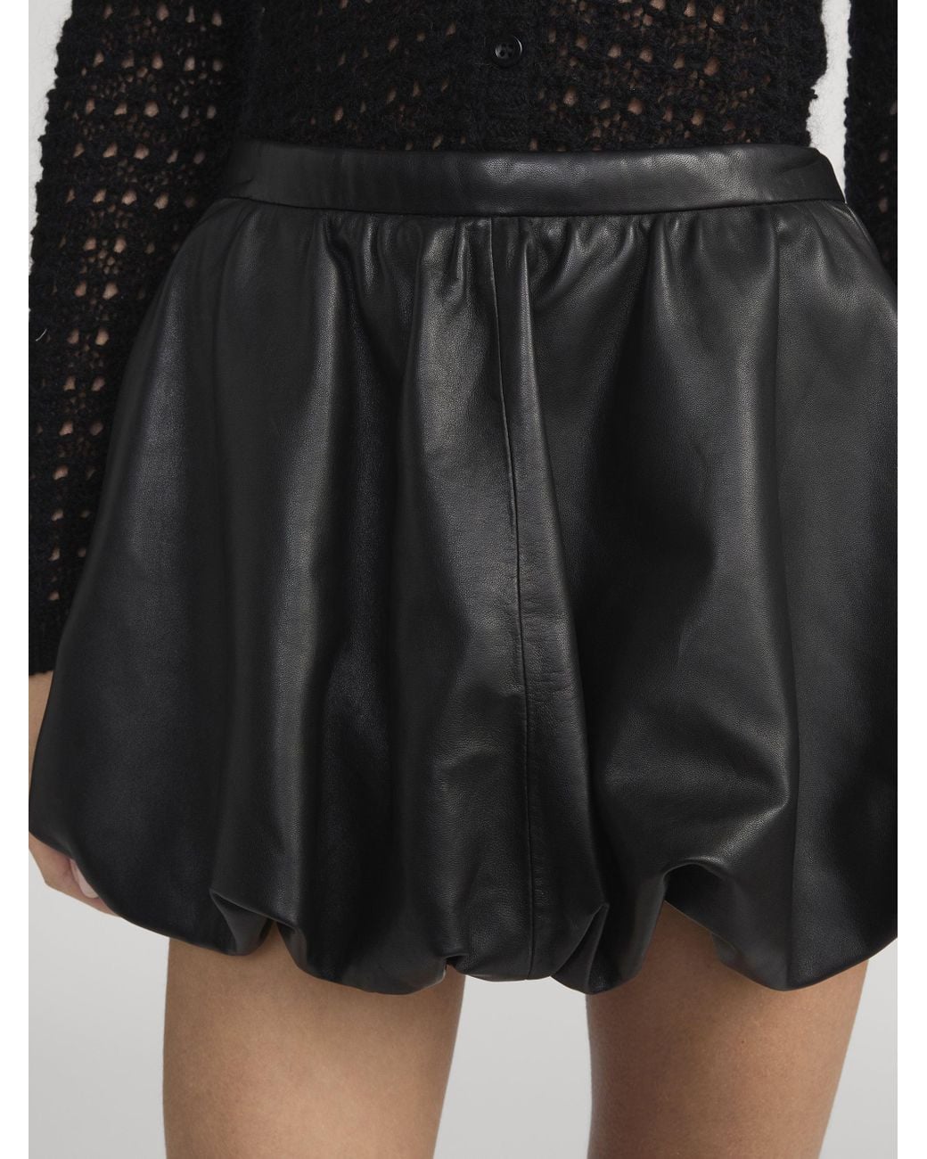 FRAME Black The Leather Bubble Skirt