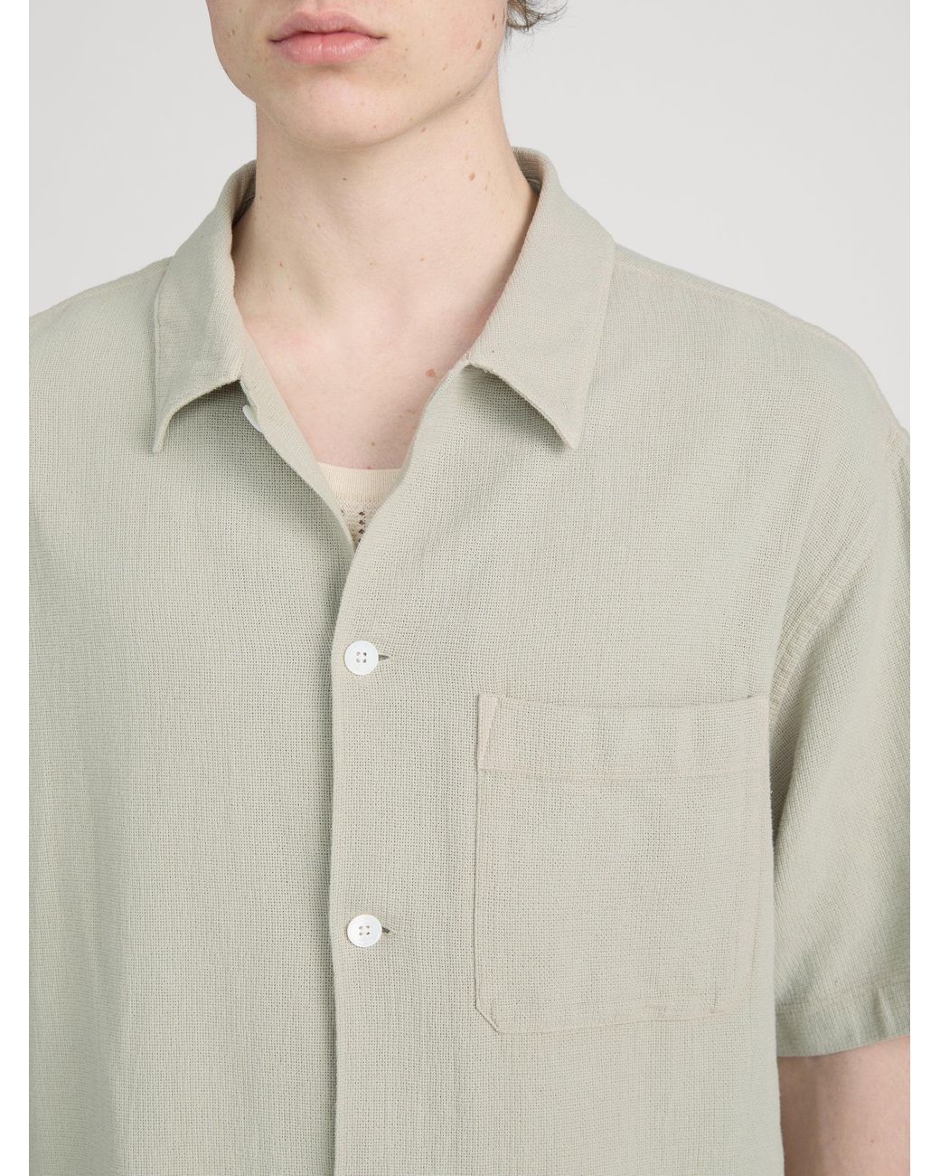 FRAME Green Textured S/s Shirt for men