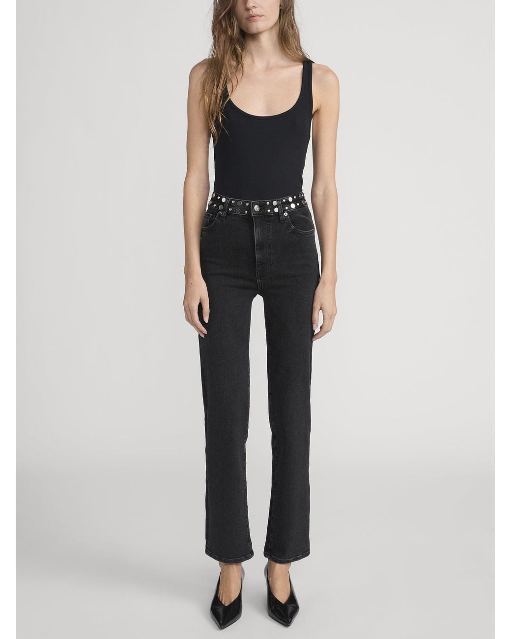 FRAME Black Le Sleek Straight Studded