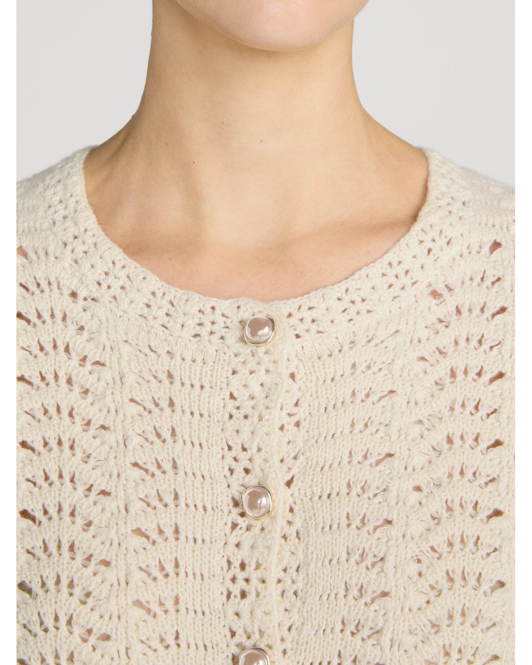 FRAME White The Chevron Knit Cardi