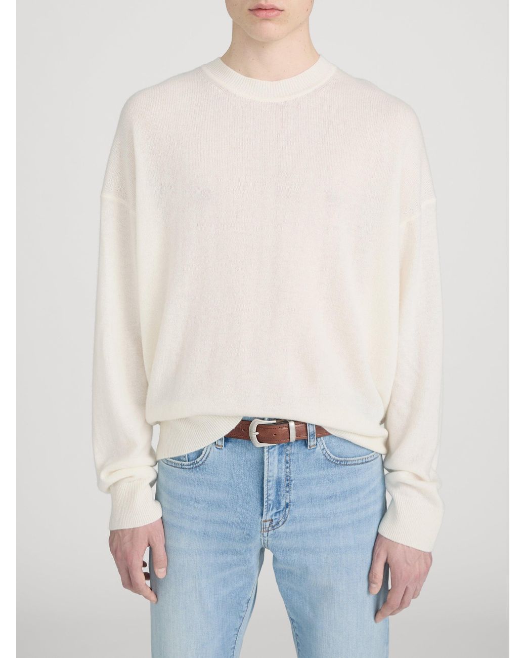 FRAME White Lightweight Cashmere Blend Sweater for men