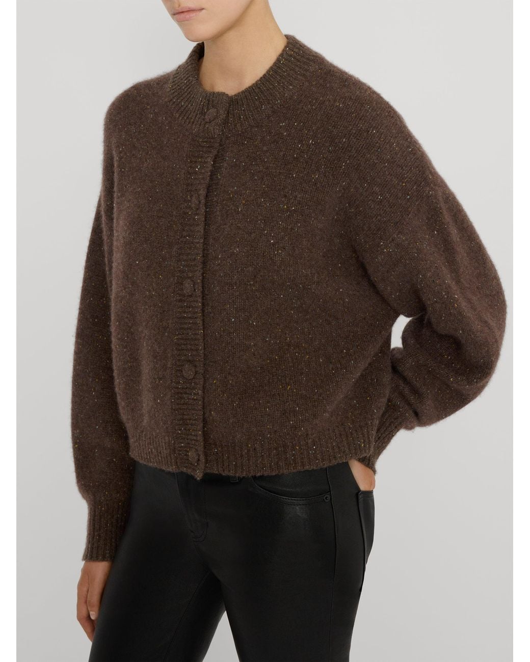 FRAME Brown The Cashmere Fleck Cardi