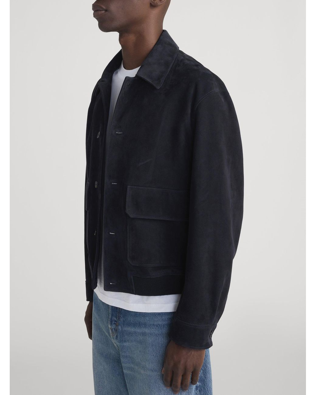 FRAME Blue Suede Blouson for men