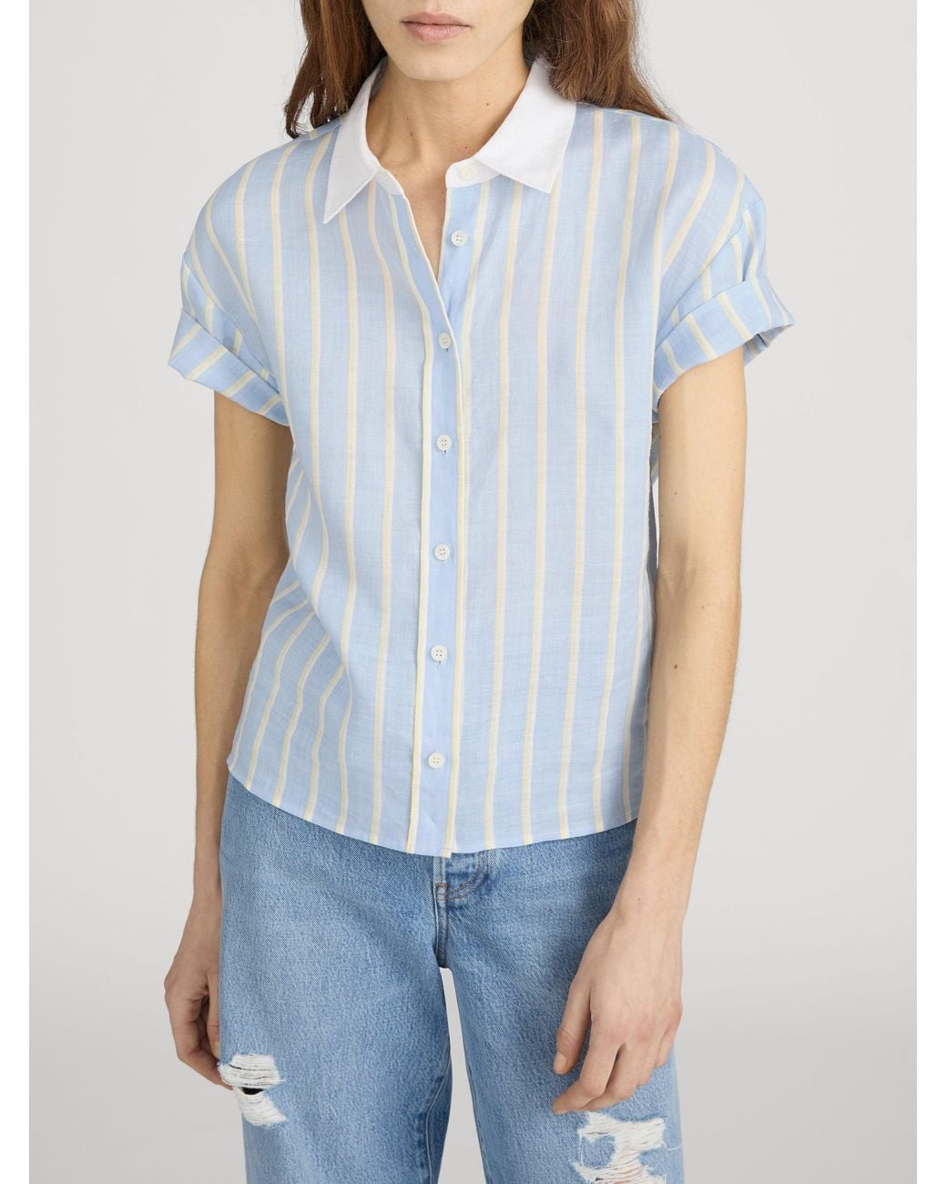 FRAME Blue The Linen Boardwalk Shirt