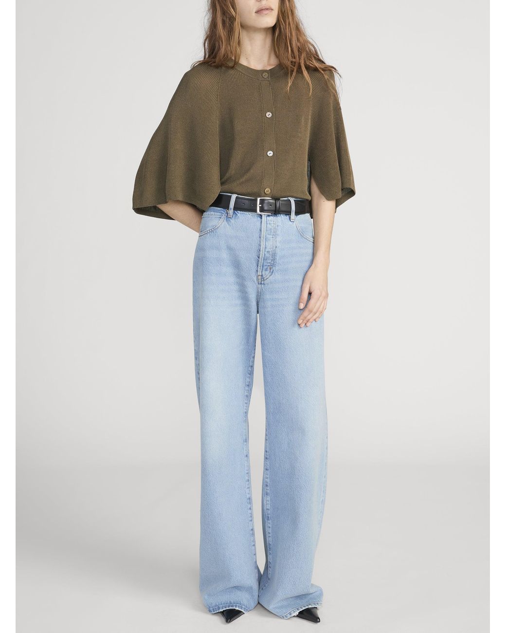 FRAME Green The Flounce Sweater
