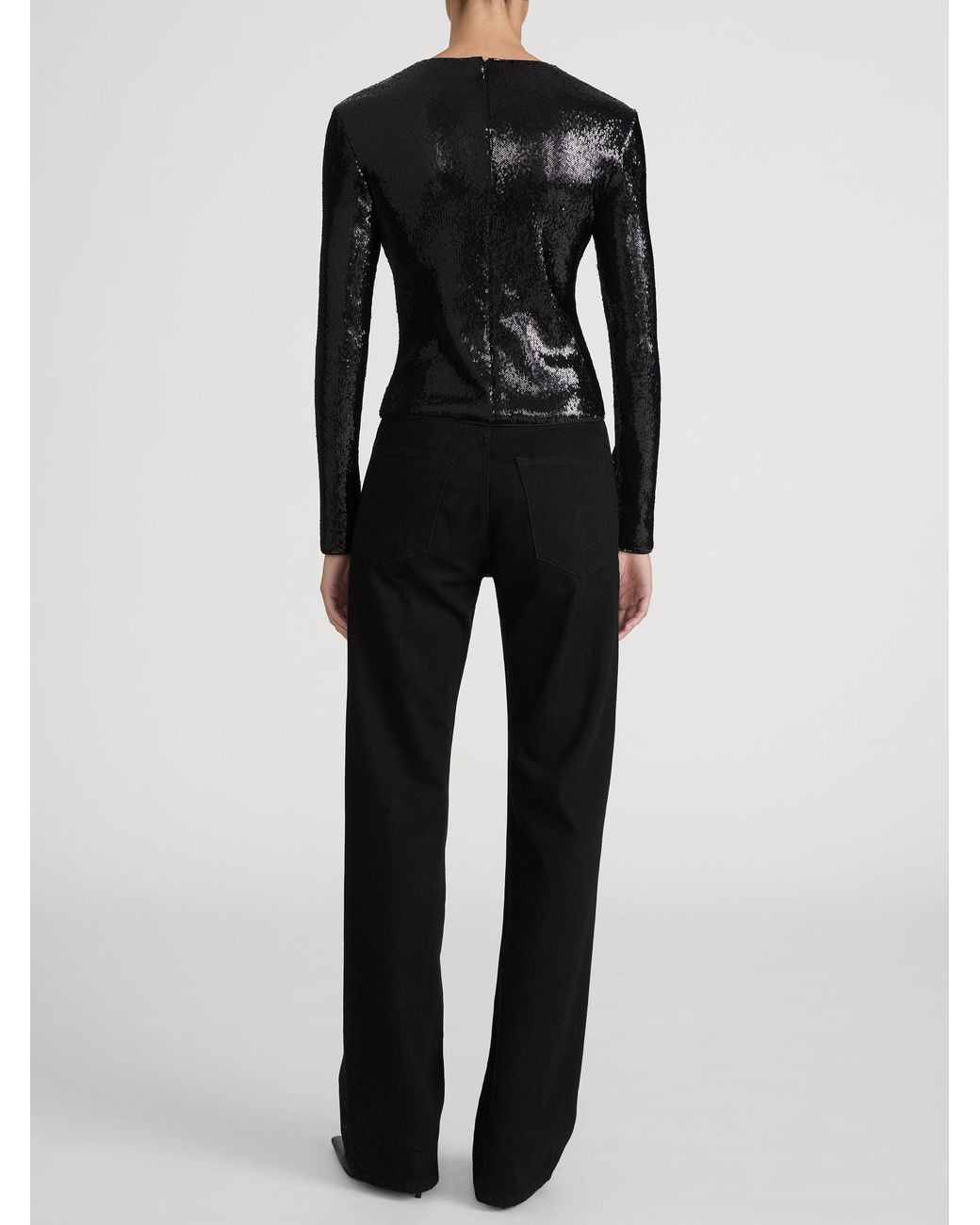 FRAME Black The Micro Sequin Top