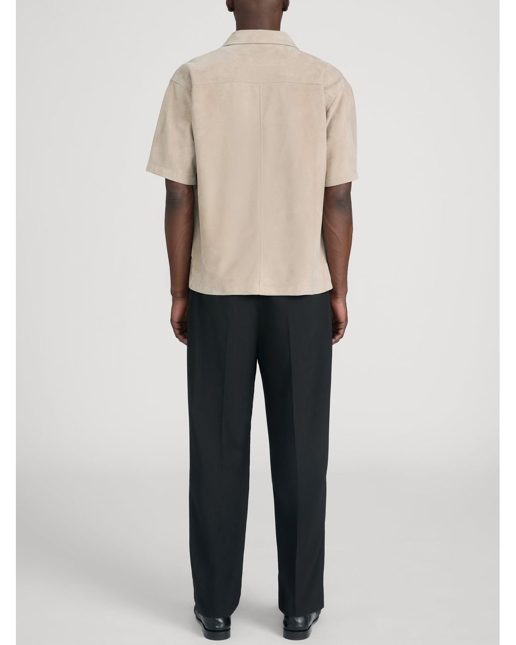 FRAME Natural Short Sleeve Suede Shirt for men