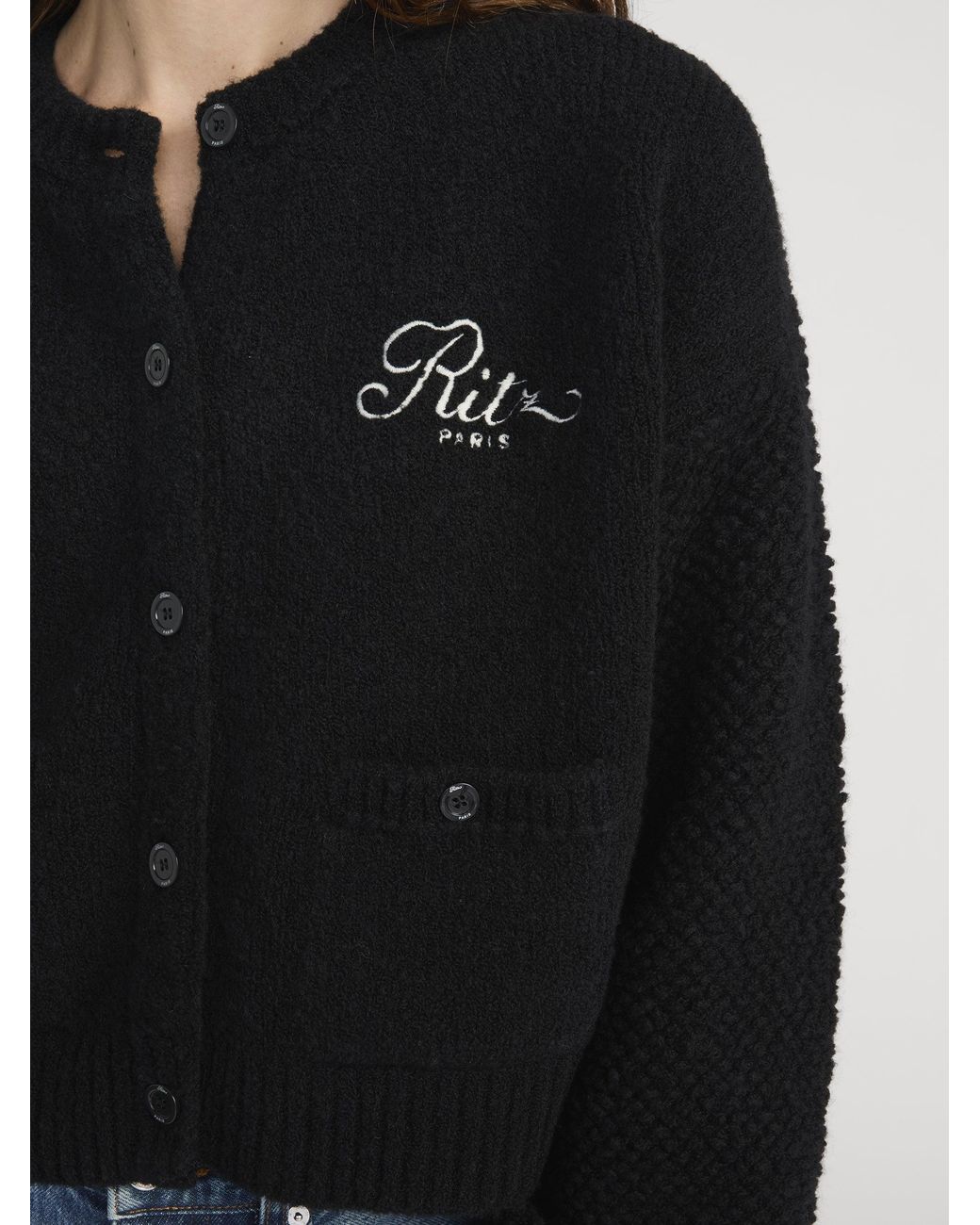 FRAME Black Ritz Mixed Stitch Sweater