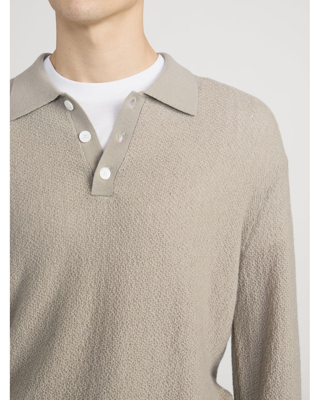 FRAME Natural Long Sleeve Polo Sweater